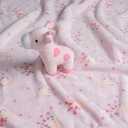 Vianney Baby Girl Blanket Pink Fleece with Giraffes 30x40 Inches Lightweight Cozy Throw for Cribs Strollers Car Seats Machine Washable Infant Receiving Blanket
