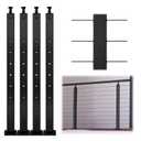 Muzata 4Pack Black Cable Railing Post 36 Inch 36"x2"x2" Level Drilled Surface Mount T304 Stainless Steel Cable Railing System Kit Indoor Outdoor with Paper User Guide PS01 BH4S