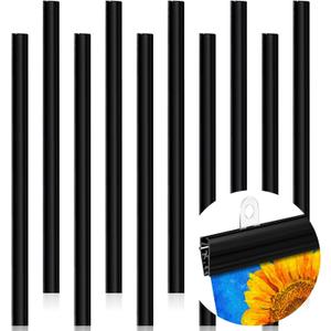 ReliThick 10 Pcs 48 Inch Poster Hanger Frame Hanging Rails for Posters Clips Signs Maps Picture Holder Plastic Tapestry Banner Art Wall Display(Black)