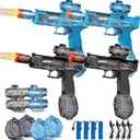 4Pcs Electric Water Gun for Adults Kids, Automatic Squirt Gun Pistol with Water Spray Sound and Led Light, Leak-Proof Rechargeable Water Guns for Summer Outdoor Pool Beach Party Toys (Black+Blue)