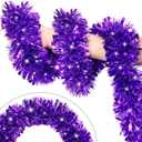 33FT Purple Tinsel Christmas Garland Metallic Twist Shiny Garland for Christmas Tree Decorations, Xmas Holiday Hanging Garland for Home Indoor Outdoor Party Supplies Holiday Decor