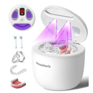 Ultrasonic Retainer Cleaner, Dental Cleaning Pod for Denture, Mouth Guard, Aligner, Night Guard, Braces, Toothbrush Heads, Jewelry, 45kHz Retainer Cleaner Machine with Digital Timer & 200ML