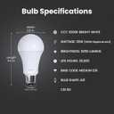 Feit Electric A21 LED Light Bulb, 200W Equivalent, Non-Dimmable, 3050 Lumens, E26 Standard Base, 3000k Bright White, High Output LED Bulb, Damp Rated, 22 Year Lifetime, OM200/830/LED