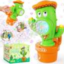 Cactus Bubble Machine, Automatic Bubble Blower with Music & Wiggle Action, Portable Handheld Bubble Maker with Lights, Birthday Gifts for Toddlers, Party Favors Toys, Easter Basket Stuffers for Kids