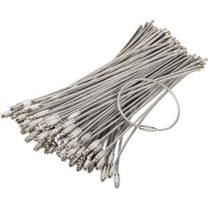 bayite Pack (100) Stainless Steel Wire Keychains Cable, Key Rings, Heavy Duty Luggage Tags Loops Tag Keepers 2mm Twist Barrel (Cable Length: 6 inches)