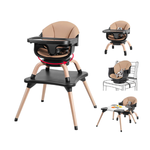 High Chair, 7 in 1 Wooden Baby High Chair with 360° Rotating Seat
Convertible High Chairs for Babies and Toddlers, Kids Learning Table, Building Block Table, 5-Point Safety Harness, Black
