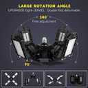 2 Pack LED Garage Light, Super Bright Screw in E26/E27 Ceiling Shop Work Lamp, 200W 20000 Lumen Deformable Basement Bulb Fixture with 8 Adjustable Panels