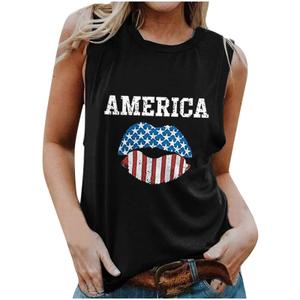Aoochasliy Tank Tops for Women Summer Women American Flag Tank Tops USA Flag Stars Stripes Printed Sleeveless T-Shirt Tee Tops, Small