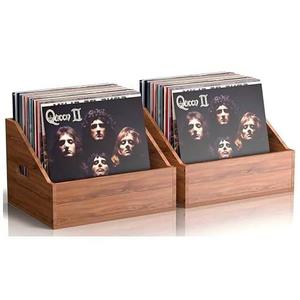 2 Pack Wood Vinyl Record Storage, Retro & Durable Vinyl Crate and Record Holder, Album Storage Record Case Box for 120+ Records, Perfect Record Organizer for Home Decor and Collection Display(Brown)