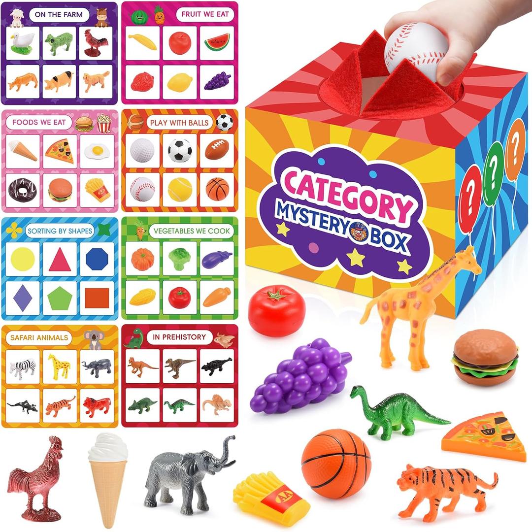 Montessori Sensory Toys for 2-6 Year Olds | 58-Piece Learning & Sorting Games with Mystery Box | Preschool Activities & Speech Therapy Gifts | Easter Basket Stuffers, Birthday Gifts for Boys & Girls