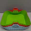 3 Pack Air Fryer Silicone Liners 8inch Air Fryer Pot Reusable Food Grade Silicone Airfryer Liners Baking Basket Accessories Replacement of Flammable Disposable Parchment Paper (8" Square 3 Pack: Blue+Green+Red)