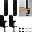 2 Pcs Desk Clamp, Black Metal, Desk Mount, Durable Finish, Pegboard Fixing Bracket, Office Game Home Desktop Accessories Bracket