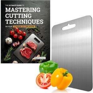 Titanium Cutting Board for Kitchen, 100% Pure Titanium Cutting Boards, Anti Slip Double-Sided Metal Cutting Board for Home Outdoor Camping, Stainless Steel Alternative for Cutting Veggies Meats