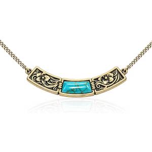 Wrangler Carved Floral Turquoise Necklace, Western Jewelry for Women