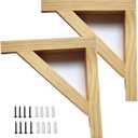 Wood Selves Bracket,Solid Wood Triangle Bracket, Clapboard Bracket, Wall Shelf,Fits Both 12 or 14 Inch Deep Shelves,Supports Pendant Lamp Kit,Including Fixing Device Screw,Pack of 2 (12 inch)