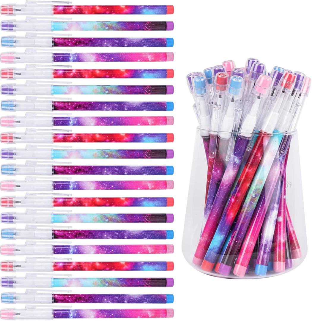 Kolewo4ever Galaxy 48-Piece Multicolor Space Theme Pencils, 0.5mm, Medium Point, Retractable, Non-Sharpening, Comfort Grip, Perfect for School, Home, Office, Gifting