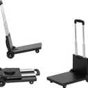 Folding Trolley for Moving, 220LBS Heavy Duty Luggage,4 Wheel Foldable, Includes Bungee Cord | 3-Position Handle & Fixed Base for Shopping, Office & Warehouse Use (Black, L)