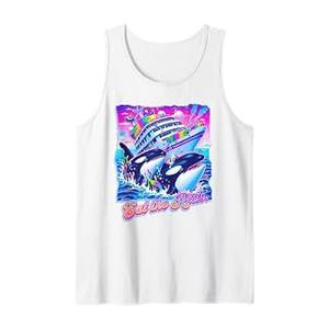 Eat the Rich Whale 90s Orca Funny Whale Yacht Animal Retro Tank Top, M