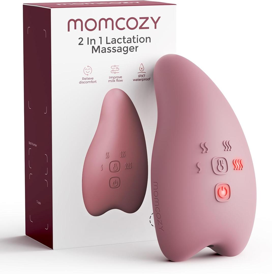 Momcozy A1Pro Lactation Massager, Deep Vibration & Rapid Heating for Clog Relief & Efficient Pumping, Breastfeeding Essentials with Memory Function & Fast Charging, for Postpartum Mom