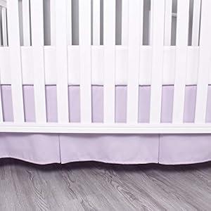 Belsden Crib Skirt with Durable Woven Platform, Both Long Sides Pleated, Split Corners Dust Ruffle for Easy Placement Inside of Standard Crib Bed, 14 inches (36cm) Length Drop, Light Purple Color