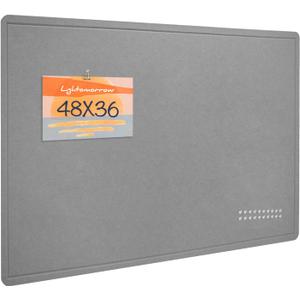 Lightomorrow Large Bulletin Board - 48 x 36 Inches, Decorative Felt Pin Board for Wall - 4' x 3' Foldable Photo Display Board with Self-Adhesive Tape, Includes 20 Push Pins - Gray, 4836 inches