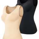 ATTLADY Shapewear Tank Tops for Women - Tummy & Waist Control Compression Camisole | Slimming Seamless V-Neck Body Shaper Vest, M