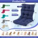 Rocking Chair Cushion, Waterproof and Fade-Resistant Adirondack Rocker Cushions, Indoor/Outdoor Rocking Chair Pads, High Back Memory Foam Patio Furniture Cushions with Ties, Back Cushion:23"Lx22"W, Seat Cushoin:22"Lx22"W, Navy Blue