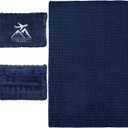 Travel Blanket and Pillow-2-in-1, Ultra-Soft&Compact,Airplane Blanket with Hand Luggage Belt and Backpack Clip,Travelers Accessories Gifts, 61x43 InchesNavy