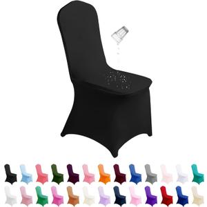 SUPERO Waterproof Spandex Chair Cover 15PCS, Stretch Dining Chair Covers, Polyester Outdoor Chair Covers, Protector Stretch Chair Cover for Party Universal, Banquet, Wedding Event, Hotel(Black)