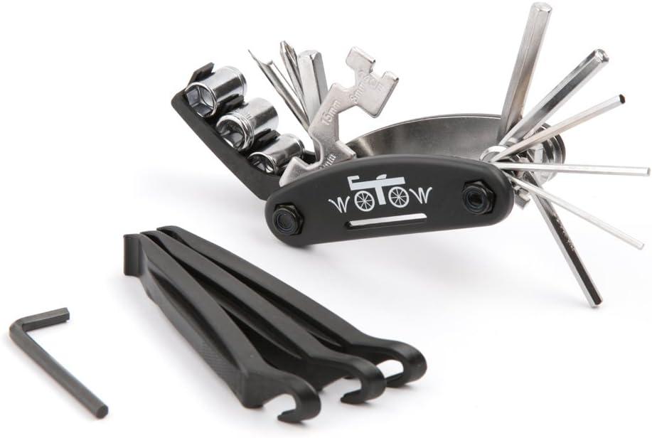 WOTOW Bike Repair Tool Kit, 16 in 1 Bicycle Multitool with Tire Levers Hex Spoke Wrench, Multi Function Accessories Set for Road Mountain Bikes