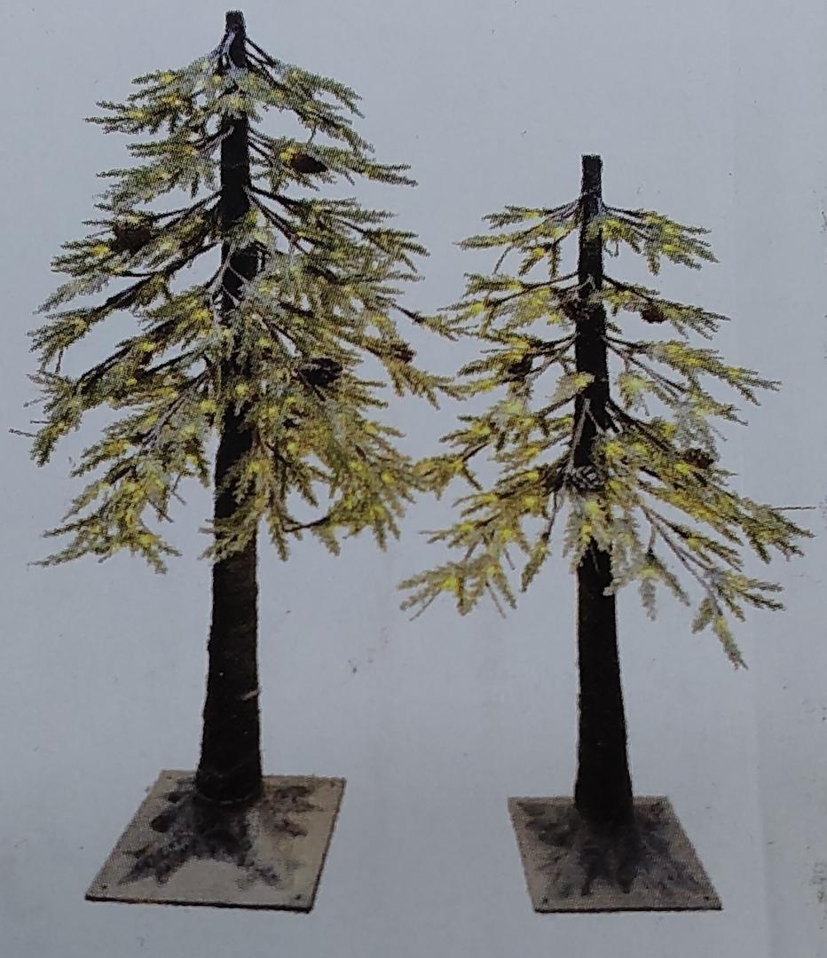 BY 2 Pack Christmas Lighted Snow Pine Trees