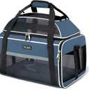 Lekereise Top-Expandable Pet Carrier 17x11x9.5 Inch Alaska Hawaiian Airline Approved Soft Sided Underseat to 12lbs Travel Carriers for Small Dogs and Cats with Locking Safety Zippers Anti-Scratch Mesh