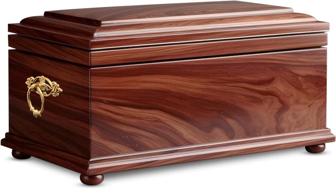 Trupoint Memorials Wood Cremation Urns for Human Ashes, Casket for Humans, Decorative Burial Urn for Adult Men & Women Large, Brown Rosewood