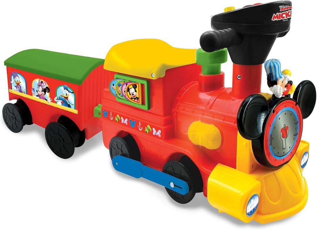 Kiddieland Toys Limited Battery-Powered Mickey Choo, 12 months to 36 months with Caboose & Tracks Ride On, Reflecting Colors May Vary ,9.5 x 14.25 x 31.5 inches Kiddieland Toys Limited Battery-Powered Mickey Choo, 12 months to 36 months with Caboose & Tracks Ride On, Reflecting Colors May Vary ,9.5 x 14.25 x 31.5 inches