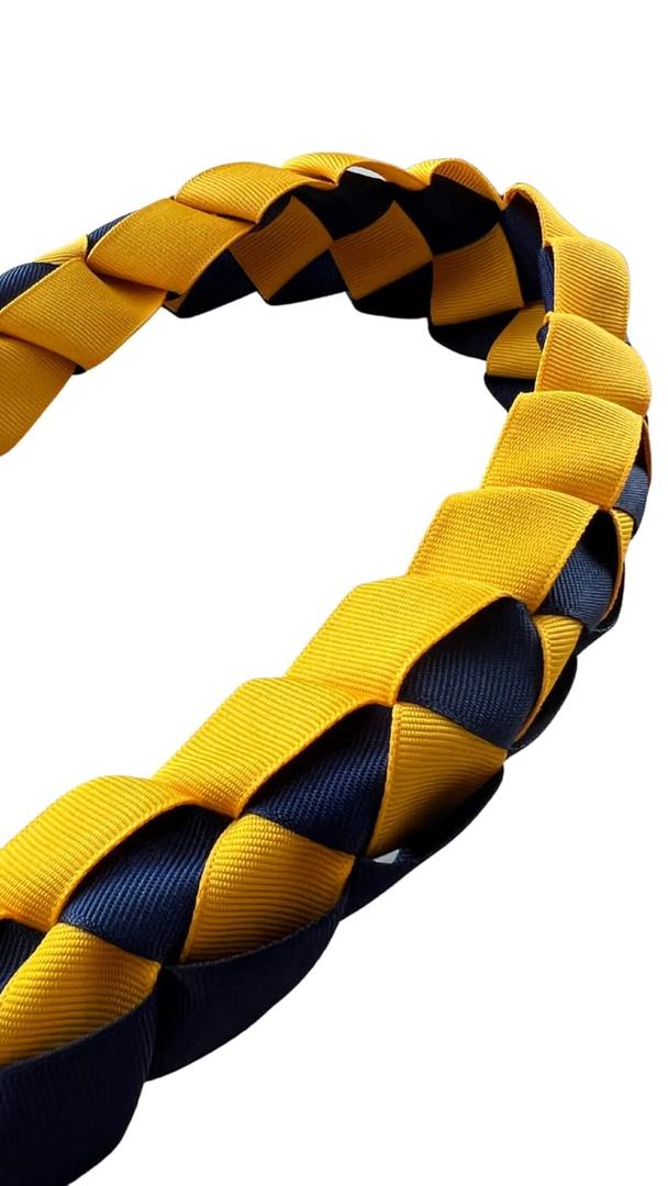 Graduation Leis - XL - About 65" long (Navy Blue & Yellow Gold)
