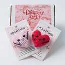 2Pcs Heart Pocket Hugs Token, Cute Crochet Heart, Valentines Day Gift for Her Wife, Him, Women, Couples Gifts for Valentine Day, Long Distance Relationship Gifts (Red Love)