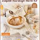 Complete Sourdough Starter Kit with Manual | Easy to Clean for Beginners | Sourdough Bread Baking Supplies with Round Bread Proofing Basket, Bread Sling, Starter Jar, Dough Whisk, Scrapers, Bag
