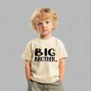 Big Brother Shirts for Toddler Boys 2-5 Years; Heart Graphic Tee; Soft Cotton Short Sleeve T-Shirt (Beige)