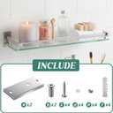 Cinnvoice 3 Pack 20 Inch Glass Bathroom Shelves for Wall, Wall Mount Glass Shelves with Stainless Steel Rail, Modern Floating Bathroom Shelf Organizer, Rectangular Room Decor for Sink, Over Toilet