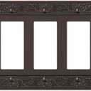 Amerelle 43RRRVB English Garden Wallplate, 3 Rocker, Aged Bronze (3 Rocker, Aged Bronze)