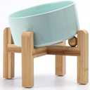 Petygooing Elevated/Raised 15°Slanted Ceramic Dog Bowl for Small and Medium Breeds, Tilted Anti Slip Pet Bowl,Food Water Dish with Stand for Cats and Dogs (28 OZ/3.6 Cups) Blue Sky