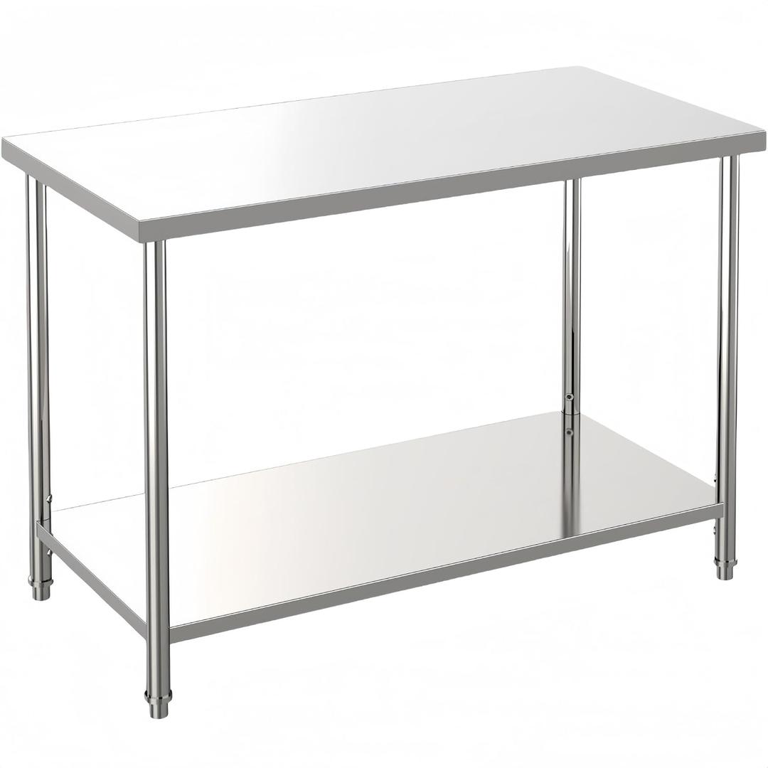 Hipicute Stainless Steel Work Table 60 x 24 x 35 Inch with 2-Tier Storage, Adjustable Undershelf and Pre-installed Galvanized Feet, 660LBS NSF Commercial Table for Prep, Kitchen, Restaurants, and Home