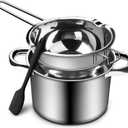 1QT Double Boiler Chocolate & Candy Melting Pot - 304 Stainless Steel, Soap, Wax - Silicone Spatula Included (1000ml+2200ml)