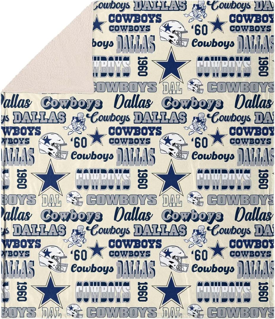 FOCO NFL Unisex-Adult NFL Team Logo Retro Sherpa Fleece Plush Throw Blanket - 60" x 70"