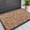 Smiry Welcome Door Mat Outside Entrance, Heavy Duty Trap Dirt and Moisture Easy Clean Low Profile Patio Porch Indoor Outdoor Front Doormat for Entry, 29.5x17 Inch, Coffee