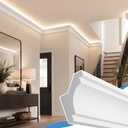 Pangda 6 Pcs 47.24" (Total 23.62 ft) Ceiling Crown Molding with LED Duct Kit for Seamless Ambient Accent Lighting Waterproof Channel for Easy LED Trim Moulding Strip Installation