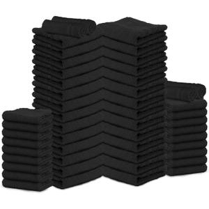 Salon Towels – 24 Pack Black Hand Towels 100% Cotton Spa Towel – 16x27 inches Highly Absorbable Facial, Gym, Hair, Face, Bulk Small Towels (Not Bleach Proof)