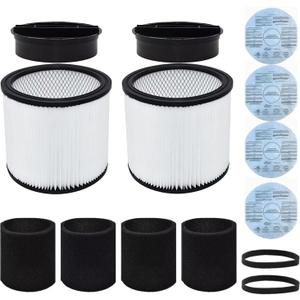 Cartridge Filter Replacement for Shop Vac 90304 90350 90333 90137 9030400 Vacuum Cleaner and 90585 Foam Sleeve Filter 5 Gallon and Large Wet & Dry Filter with Retaining Band,14 Pcs