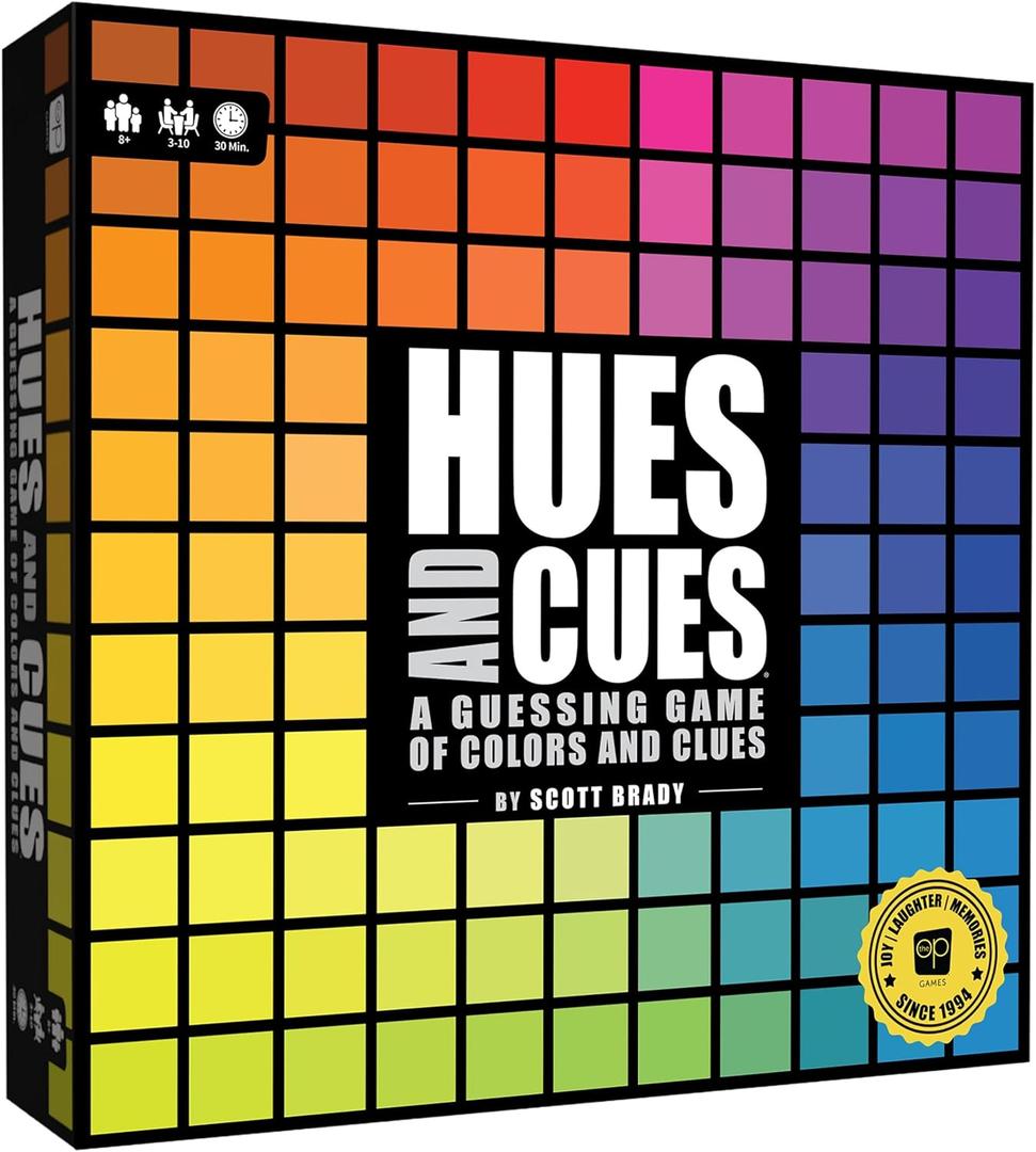 HUES and CUES  Vibrant Color Guessing Board Game for 310 Players Ages 8+, Connect Clues and Guess from 480 Color Squares