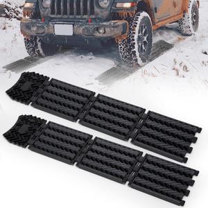 BUNKER INDUST Tire Traction Mats Foldable, Portable Recovery Track Boards for Off Road 4X4 Snow, Ice, Emergency Tire Devices for Cars, Trucks, Small SUVs(2 Pack)